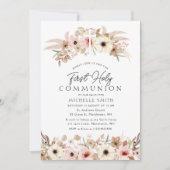 rustikale böhmische Blüte Moderne erste heilige Ko Einladung (Vorderseite)