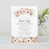 rustikale böhmische Blüte Moderne erste heilige Ko Einladung (Stehend Vorderseite)