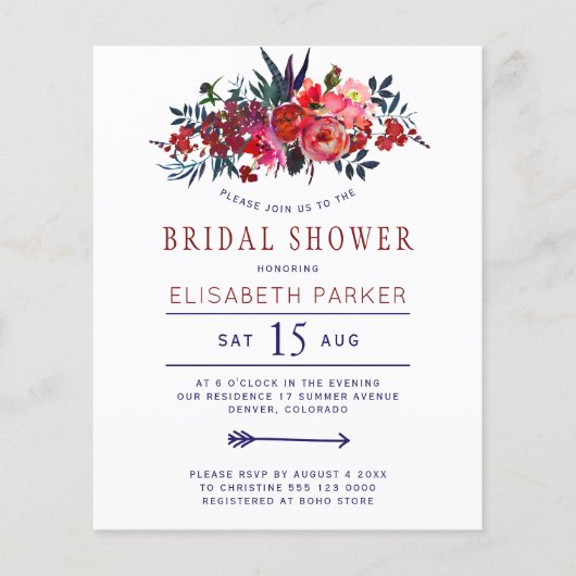 Rustikale böhmische Brautdusche (Vorderseite)