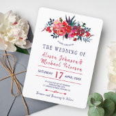 Rustikale böhmische Hochzeit der roten Marine mit Einladung