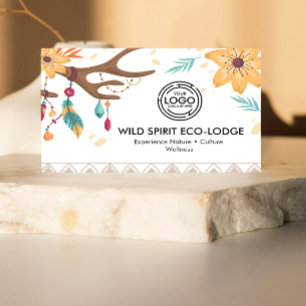 Rustikale Boho Antlers, Feathers Beads Floral Trib Visitenkarte