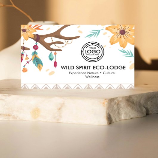 Rustikale Boho Antlers, Feathers Beads Floral Trib Visitenkarte