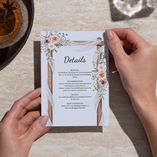 Rustikale Boho Arch Wasserfarbenblütenhochzeit Begleitkarte