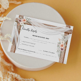 Rustikale Boho Arch Wasserfarbenblütenhochzeit RSVP Karte