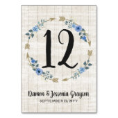 Rustikale Boho Arrows & Floral Wedding Tischnummer (Rückseite)