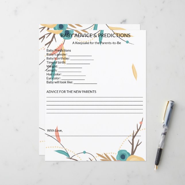 Rustikale Boho-Baby-Party: Ratschläge und Vorhersa (Vorderseite/Rückseite Beispiel)