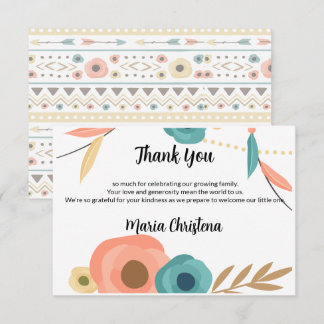 Rustikale Boho-Baby-Shower-Dankeskarte Dankeskarte