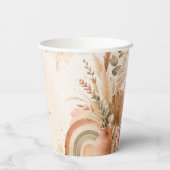 Rustikale Boho-Baby-Shower-Papiertasse Pappbecher (Rückseite)
