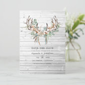 Rustikale Boho-Baumwolle und Eukalyptus-Bohemische Save The Date (Stehend Vorderseite)