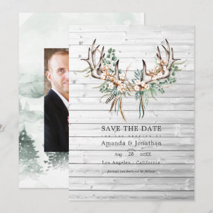 Rustikale Boho-Baumwolle und Eukalyptus-Boho-Hochz Save The Date