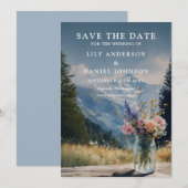 Rustikale Boho-Berg-Blumen-Hochzeit im Mason-Style Save The Date (Vorne/Hinten)