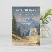 Rustikale Boho-Berg-Mason-Jar-Foto-Hochzeit Save The Date (Stehend Vorderseite)