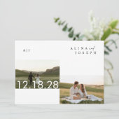 Rustikale Boho Black & White Foto Hochzeit Einladung (Stehend Vorderseite)