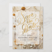 Rustikale Boho Bloral Script Save the Date Card (Vorderseite)