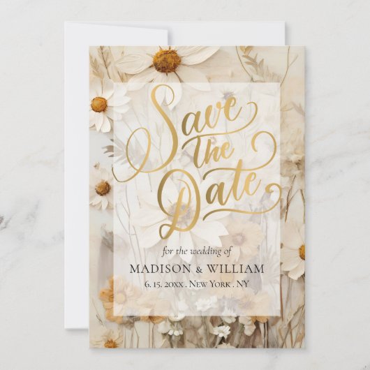 Rustikale Boho Bloral Script Save the Date Card (Vorderseite)