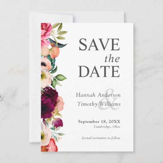 Rustikale Boho Bloral Wedding Save the Date (Vorderseite)