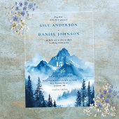 Rustikale Boho Blue Watercolor Mountain Wedding Acryleinladungen