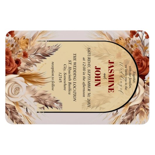 Rustikale Boho Blues Herbsthochzeit Einladung Magnet (Horizontal)