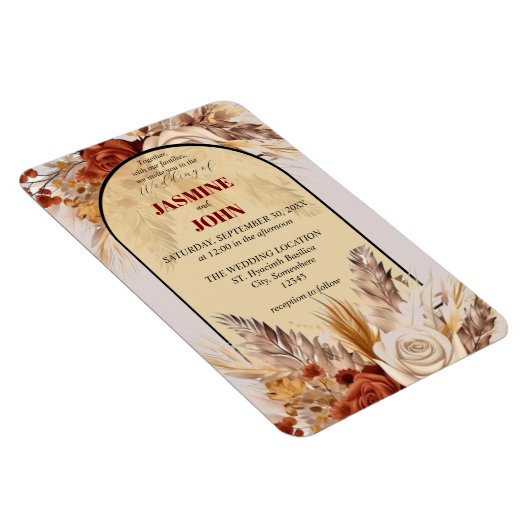 Rustikale Boho Blues Herbsthochzeit Einladung Magnet (Rechte Seite)