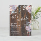 Rustikale Boho Blume & Lights Feiern Einladung (Stehend Vorderseite)
