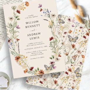 Rustikale Boho-Blumen-Hochzeit Einladung