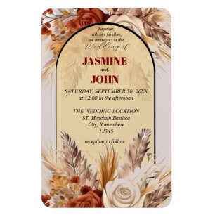 Rustikale Boho-Blumen-Hochzeitseinladung für den H Magnet