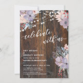 Rustikale Boho Blumen & Lichter Feiert mit uns Einladung (Vorderseite)
