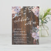 Rustikale Boho Blumen & Lichter Feiert mit uns Einladung (Stehend Vorderseite)