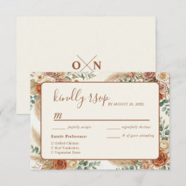 Rustikale Boho-Blumen-Pampas-Hochzeits-RSVP-Karte RSVP Karte