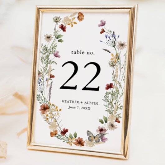 Rustikale Boho-Blumen-Tischnummer Tischnummer