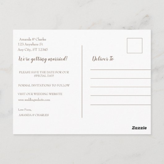 Rustikale Boho Blumenhochzeit speichert das Datum Postkarte (Rückseite)