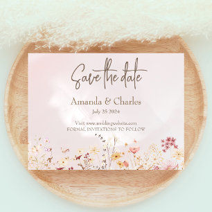 Rustikale Boho Blumenhochzeit speichert das Datum  Postkarte