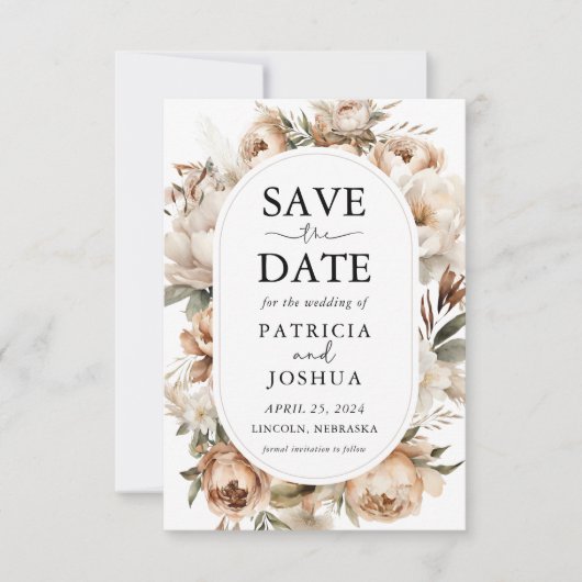 Rustikale Boho Blumenhochzeit speichert die Datums Save The Date (Vorderseite)