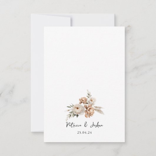 Rustikale Boho Blumenhochzeit speichert die Datums Save The Date (Rückseite)