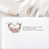 Rustikale Boho Blush Floral Antlers Rücksendeadres (Insitu)