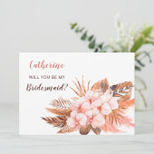 Rustikale Boho Blush Pampas werden Sie meine Braut Einladung (Stehend Vorderseite)