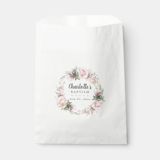 Rustikale Boho Blush Pink Rose Bläsertaufen Geschenktütchen (Vorderseite)