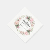 Rustikale Boho Blush Pink Rose Bläsertaufen Serviette (Ecke)