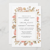 Rustikale Boho Blush-Rose: florale Engagement Part Einladung (Vorne/Hinten)