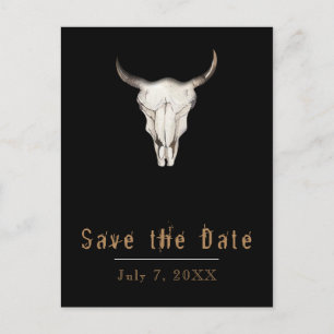 Rustikale Boho-Boheme-Kuh-Stier-Save-the-Date Ankündigungspostkarte
