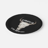 Rustikale Boho Bohemische Kuh Bull Geburtstagspart Pappteller (Schrägansicht)