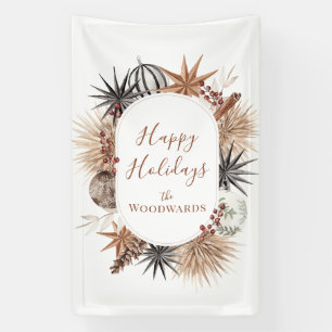 Rustikale Boho-Botanik Weihnachten Banner