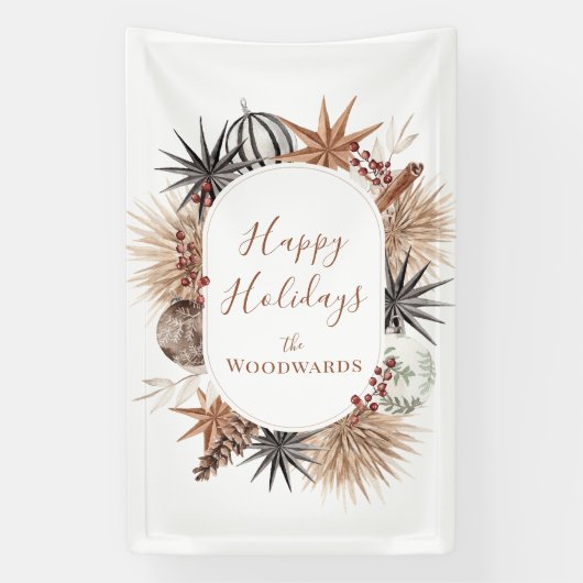 Rustikale Boho-Botanik Weihnachten Banner (Vertikal)