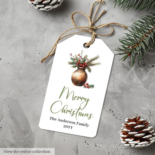 Rustikale Boho-Botanik-Weihnachtsgeschenkkarte für Geschenkanhänger