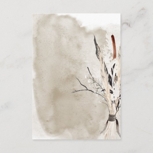 Rustikale Boho Bouquet Moderne Hochzeitsdetails Begleitkarte (Rückseite)