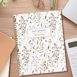 Rustikale Boho-Braun-Herbst-Botanik-To-Do-Checklis Notizblock