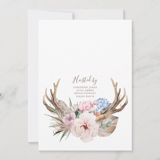 Rustikale Boho Bridal Dusche Einladung (Rückseite)