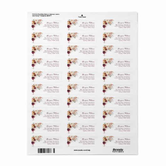 Rustikale Boho Burgundy Orange Rücksendeadresse (Vorne)