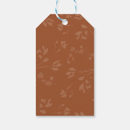 Rustikale Boho Burnt Orange Gastgeschenke Hochzeit Geschenkanhänger (Rückseite)