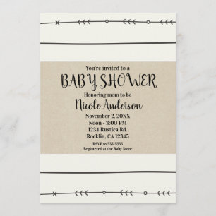 Rustikale Boho Chic Baby Dusche Moderne Kraft Mini Einladung